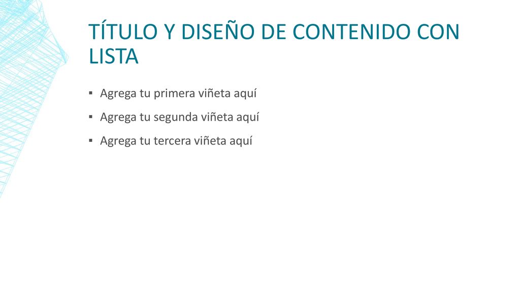 Título y diseño de contenido con lista