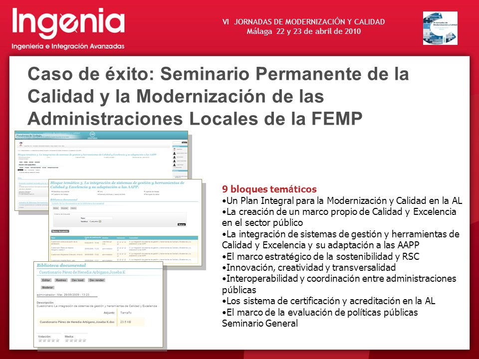 Caso de éxito: Seminario Permanente de la Calidad y la Modernización de las Administraciones Locales de la FEMP