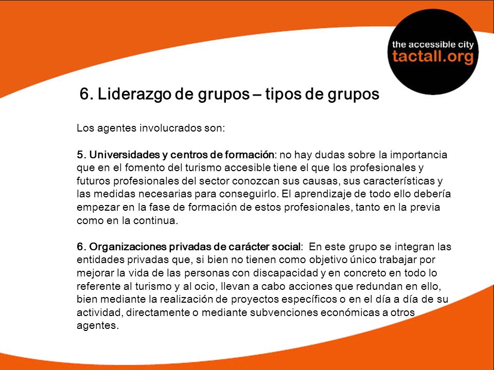 6. Liderazgo de grupos – tipos de grupos