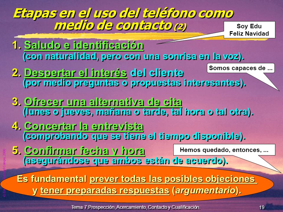 Etapas en el uso del teléfono como medio de contacto (2)