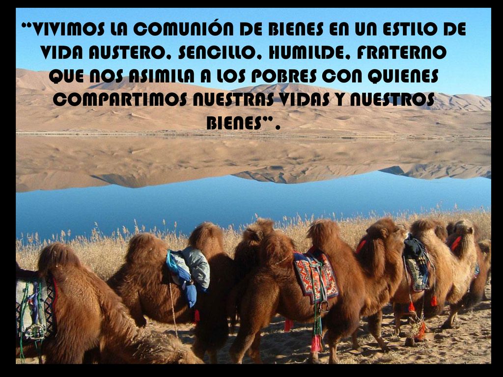 VIVIMOS LA COMUNIÓN DE BIENES EN UN ESTILO DE VIDA AUSTERO, SENCILLO, HUMILDE, FRATERNO QUE NOS ASIMILA A LOS POBRES CON QUIENES COMPARTIMOS NUESTRAS VIDAS Y NUESTROS BIENES .