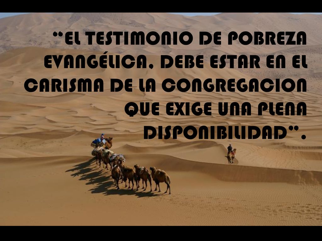 EL TESTIMONIO DE POBREZA EVANGÉLICA, DEBE ESTAR EN EL CARISMA DE LA CONGREGACION QUE EXIGE UNA PLENA DISPONIBILIDAD .