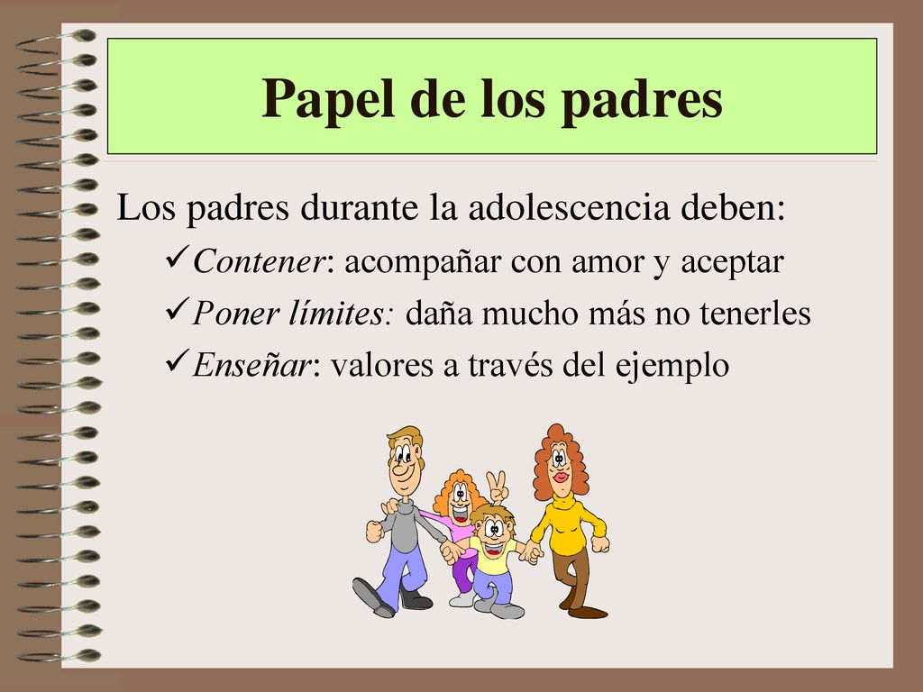 Papel de los padres Los padres durante la adolescencia deben: