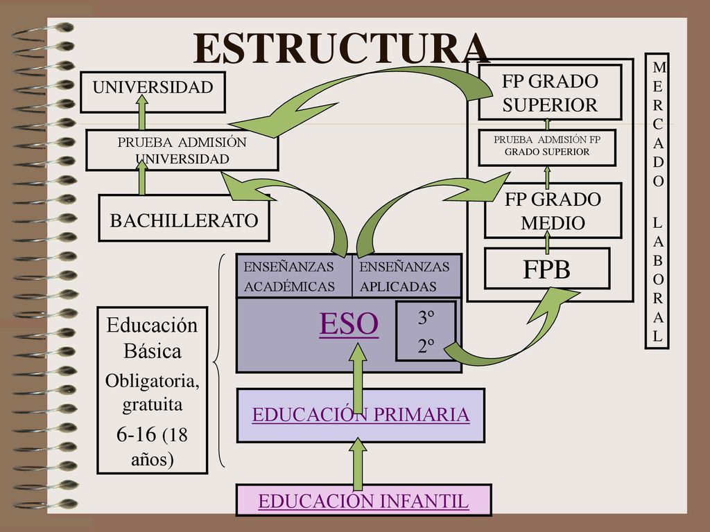 ESTRUCTURA ESO FPB Educación Básica 6-16 (18 años) FP GRADO SUPERIOR