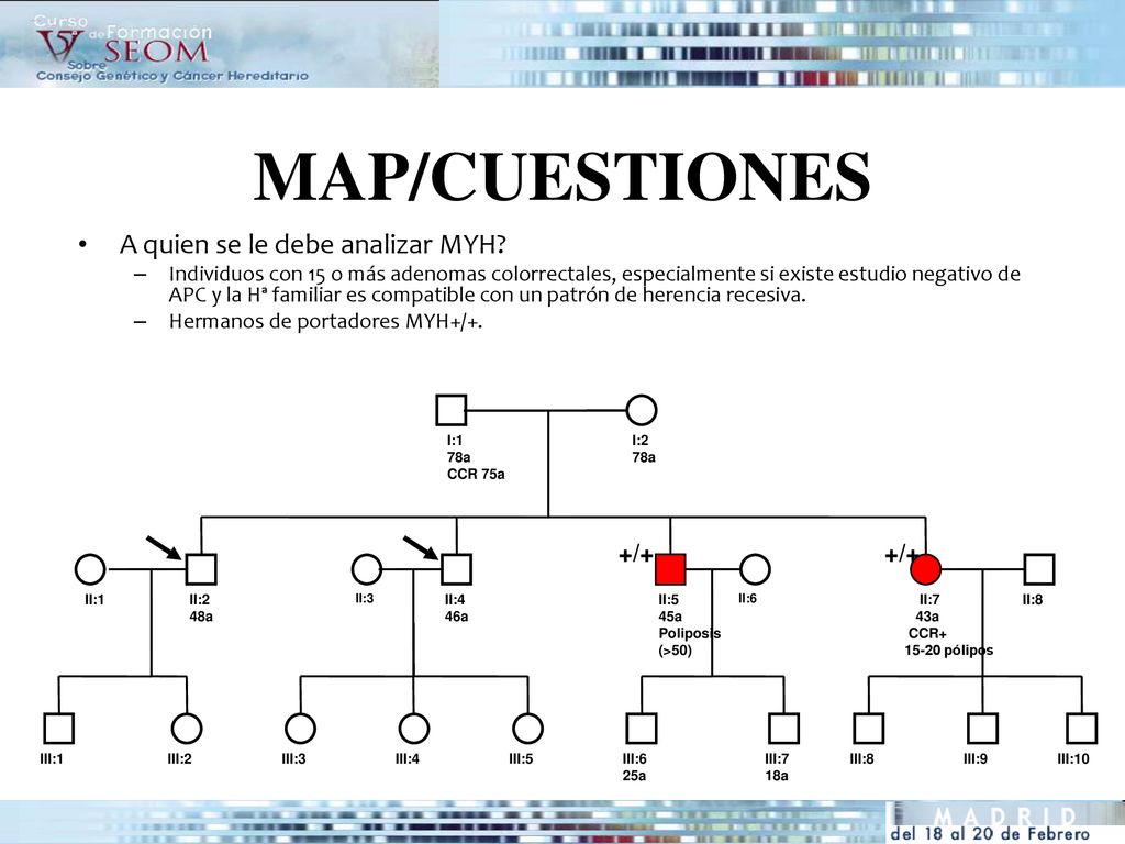 MAP/CUESTIONES A quien se le debe analizar MYH +/+ +/+
