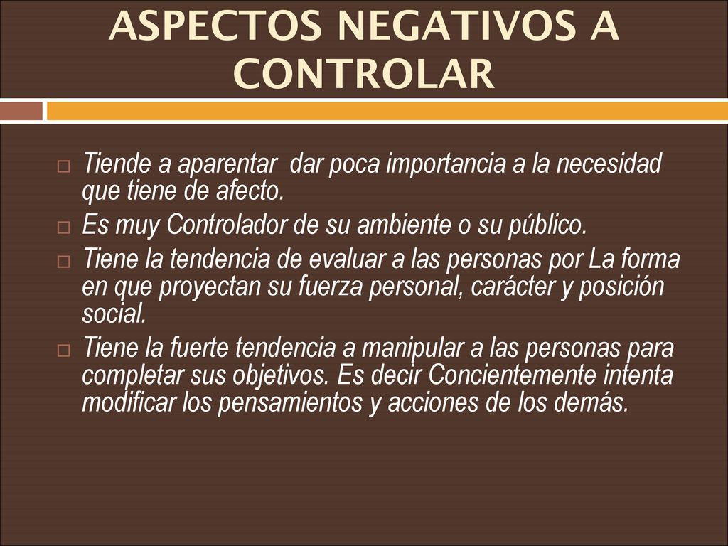 ASPECTOS NEGATIVOS A CONTROLAR