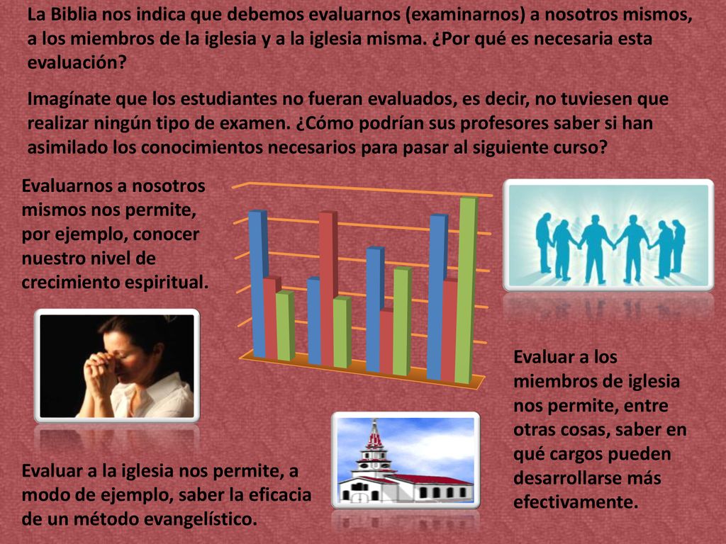 La Biblia nos indica que debemos evaluarnos (examinarnos) a nosotros mismos, a los miembros de la iglesia y a la iglesia misma. ¿Por qué es necesaria esta evaluación