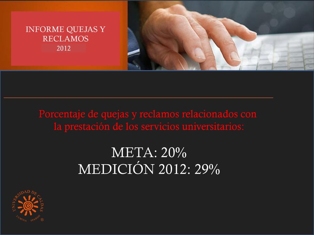 2012 Porcentaje de quejas y reclamos relacionados con. la prestación de los servicios universitarios: