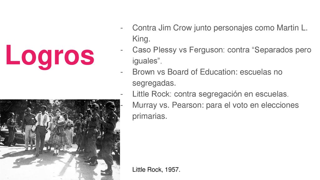 Logros Contra Jim Crow junto personajes como Martin L. King.