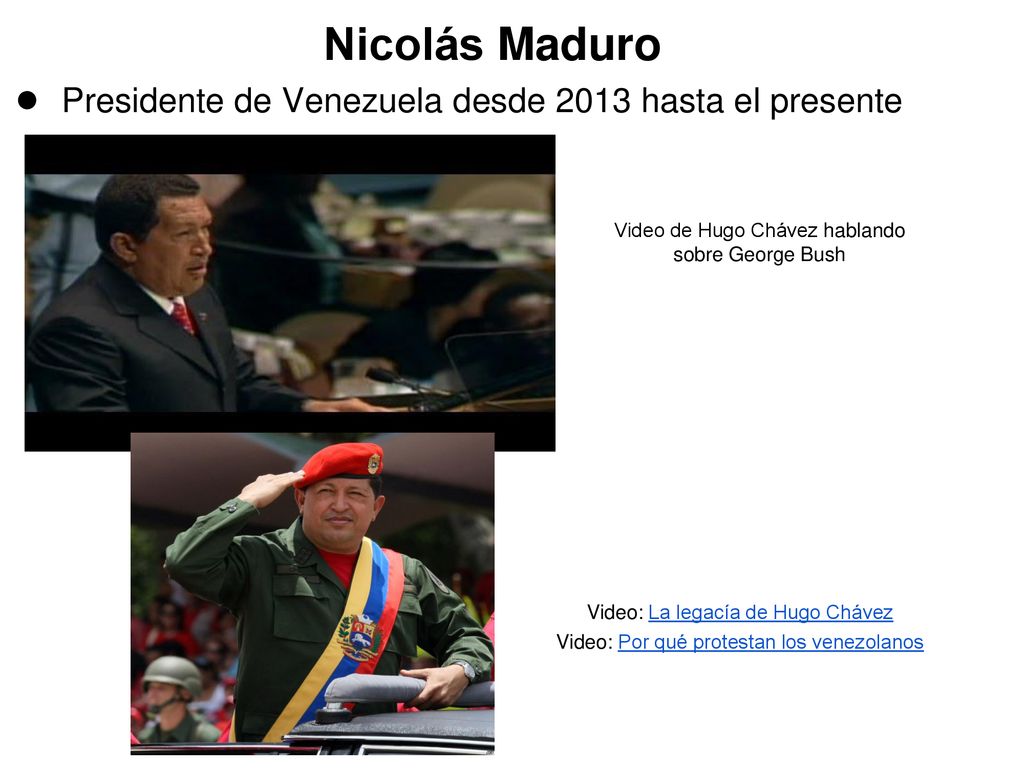 Nicolás Maduro Presidente de Venezuela desde 2013 hasta el presente