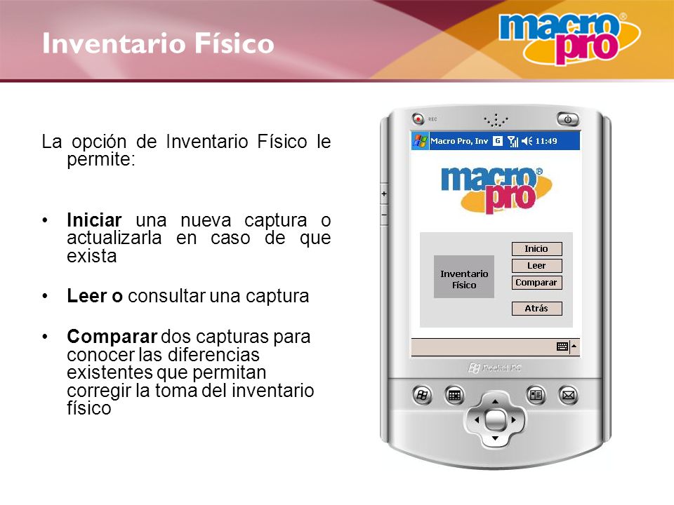 Inventario Físico La opción de Inventario Físico le permite: