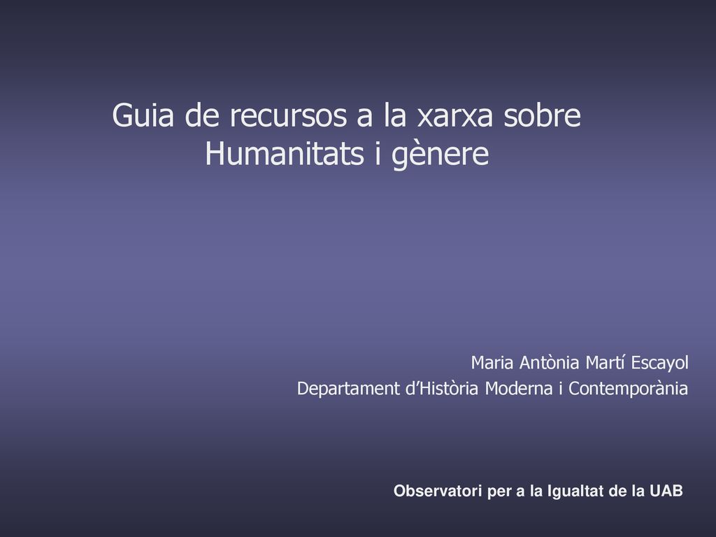 Guia de recursos a la xarxa sobre Humanitats i gènere