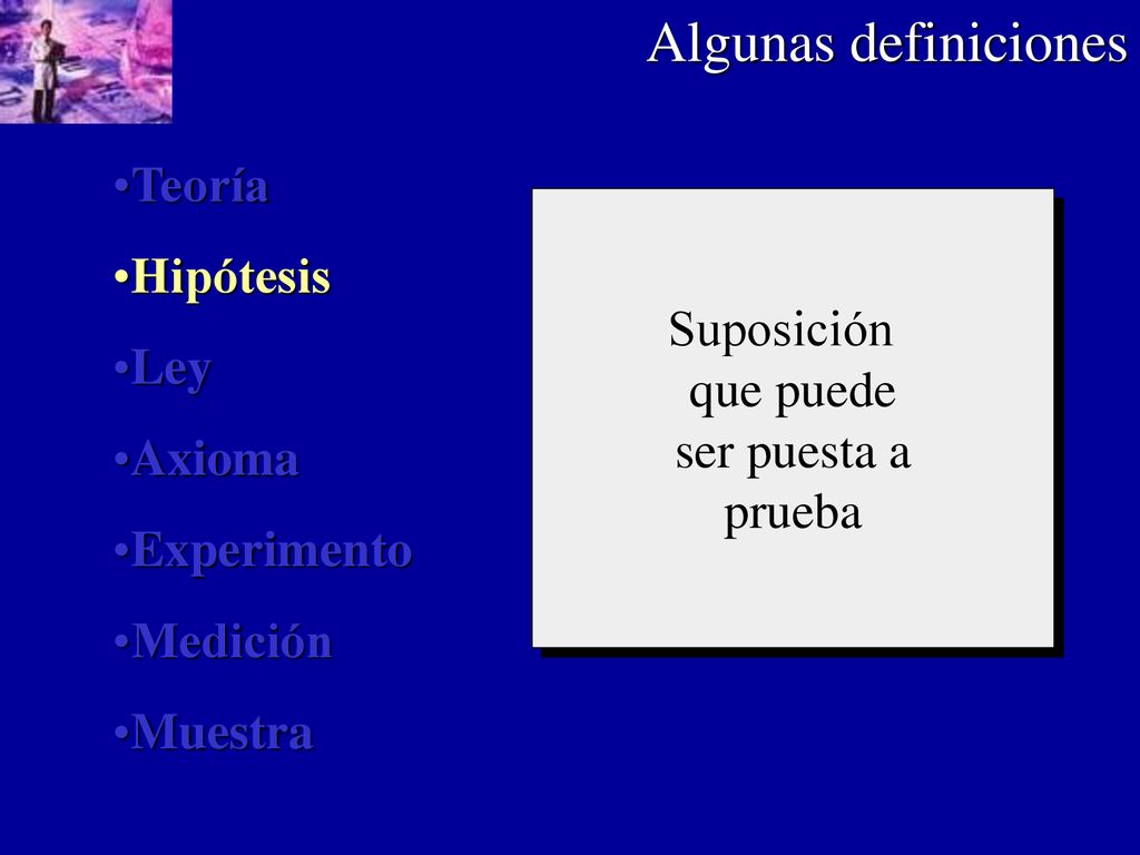 Algunas definiciones Teoría Hipótesis Ley Suposición Axioma que puede