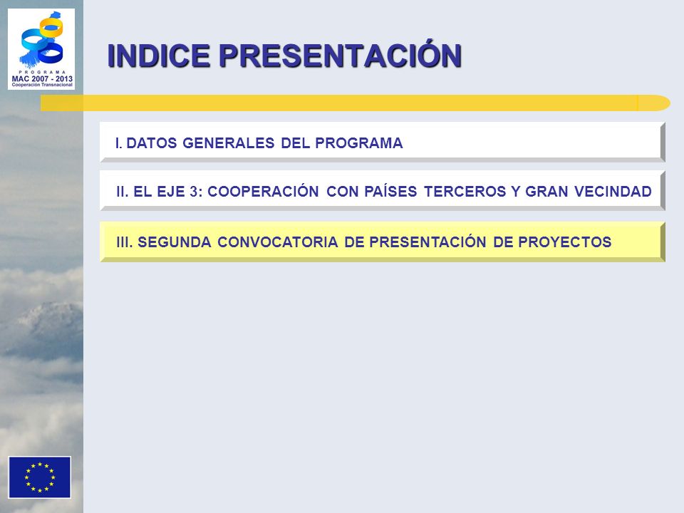 INDICE PRESENTACIÓN I. DATOS GENERALES DEL PROGRAMA