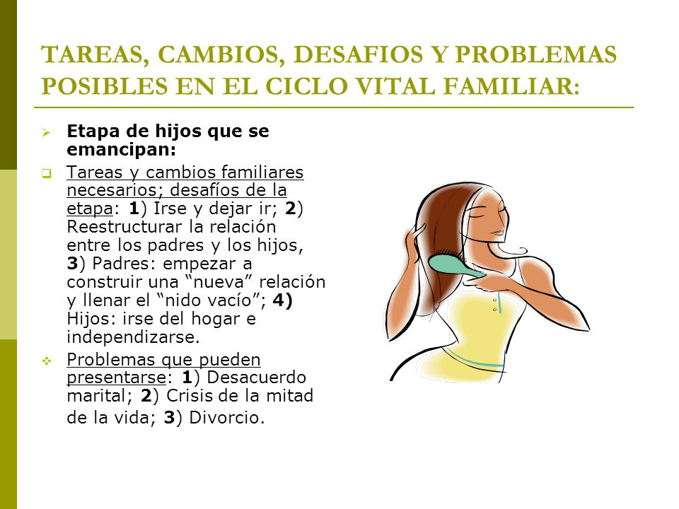 TAREAS, CAMBIOS, DESAFIOS Y PROBLEMAS POSIBLES EN EL CICLO VITAL FAMILIAR: