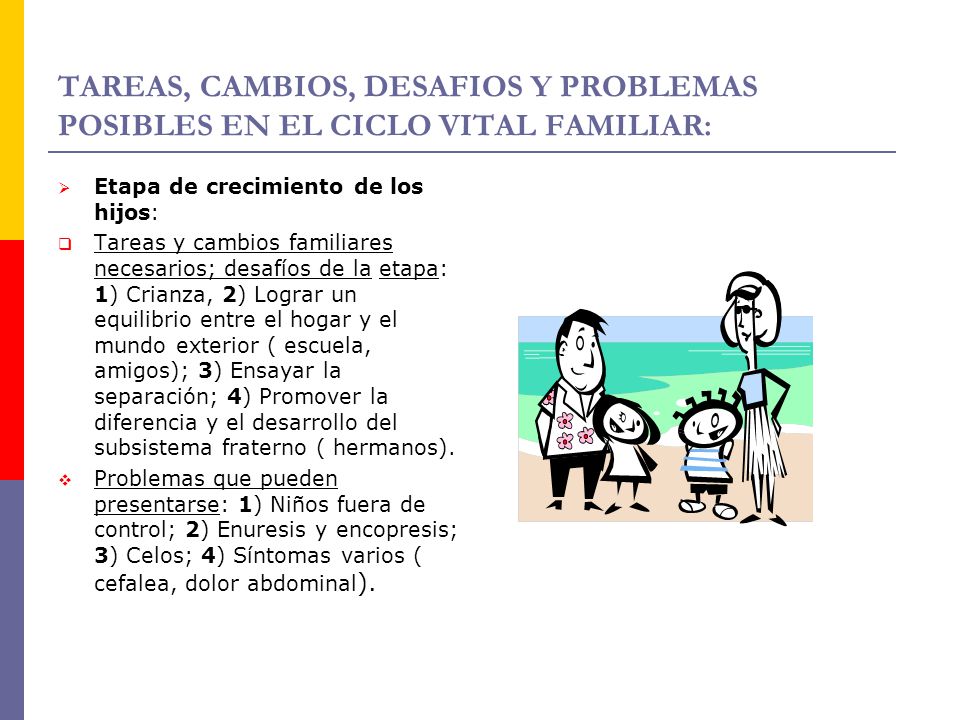 TAREAS, CAMBIOS, DESAFIOS Y PROBLEMAS POSIBLES EN EL CICLO VITAL FAMILIAR: