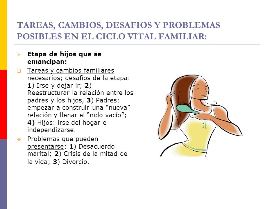 TAREAS, CAMBIOS, DESAFIOS Y PROBLEMAS POSIBLES EN EL CICLO VITAL FAMILIAR: