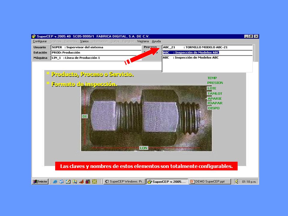 Las claves y nombres de estos elementos son totalmente configurables.