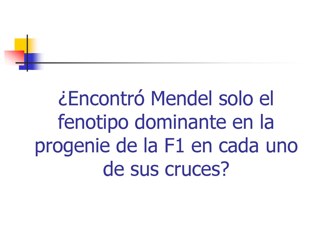 ¿Encontró Mendel solo el fenotipo dominante en la progenie de la F1 en cada uno de sus cruces