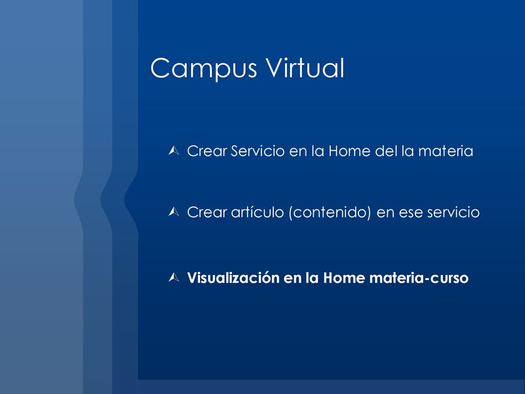 Campus Virtual Crear Servicio en la Home del la materia