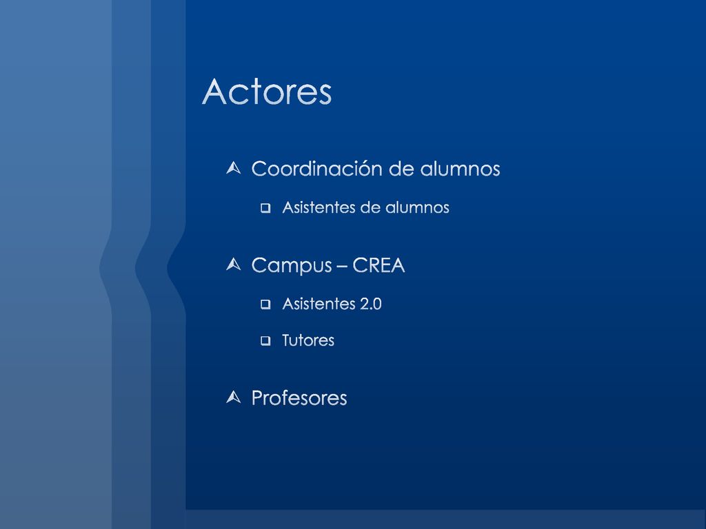 Actores Coordinación de alumnos Campus – CREA Profesores