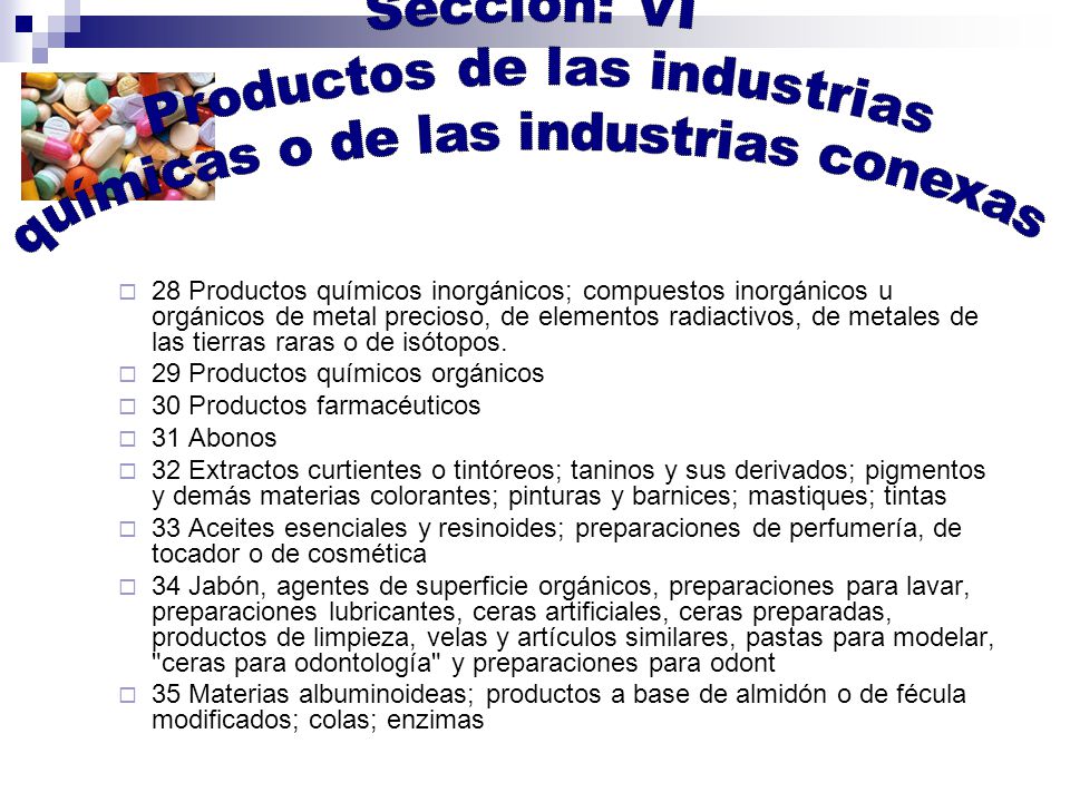 Productos de las industrias químicas o de las industrias conexas