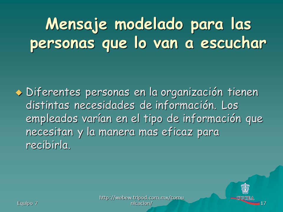 Mensaje modelado para las personas que lo van a escuchar