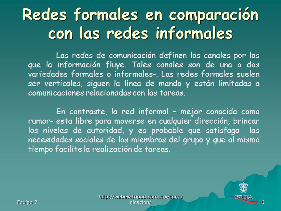 Redes formales en comparación con las redes informales