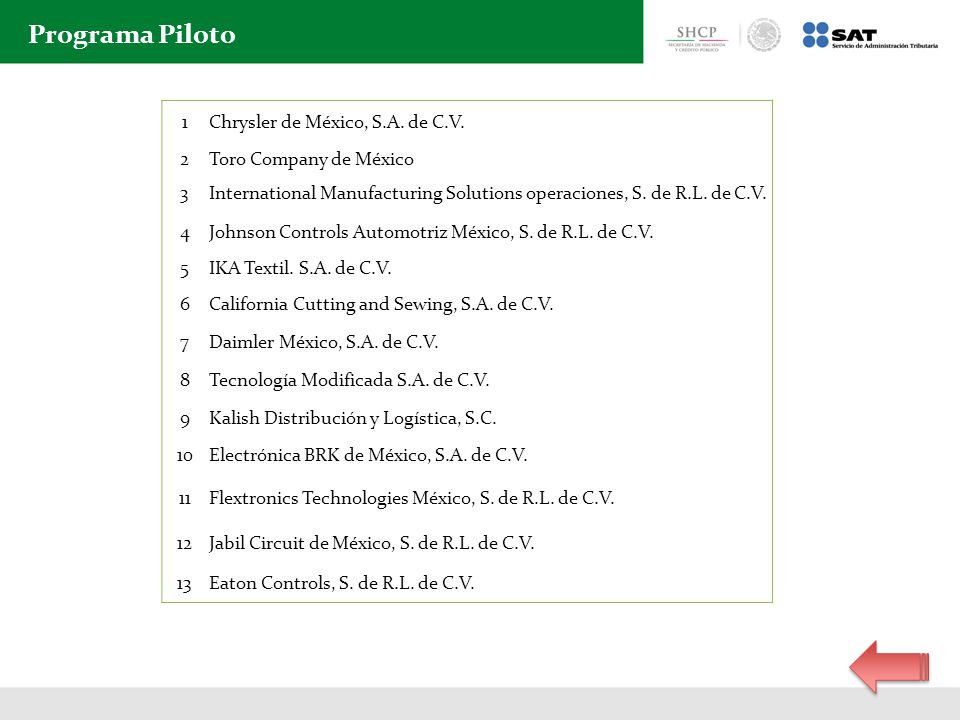 Programa Piloto 1 Chrysler de México, S.A. de C.V. 2