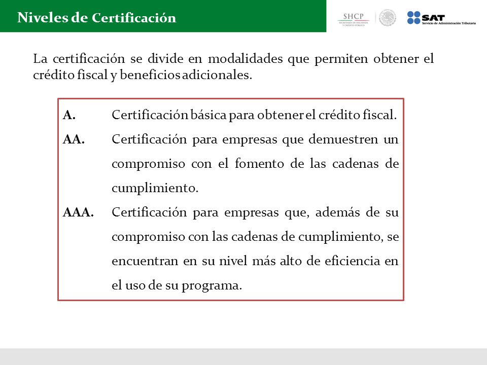 Niveles de Certificación