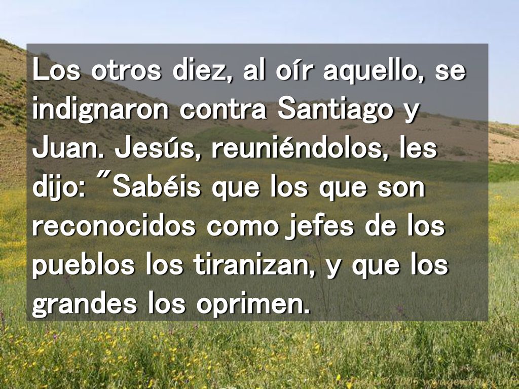 Los otros diez, al oír aquello, se indignaron contra Santiago y Juan