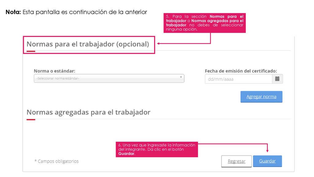 Nota: Esta pantalla es continuación de la anterior
