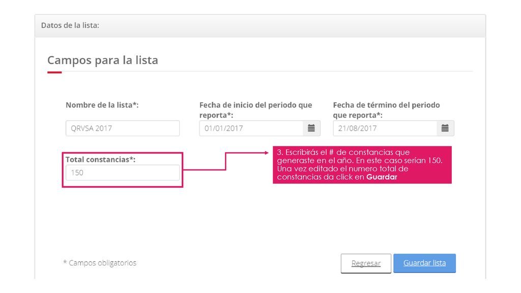 3. Escribirás el # de constancias que generaste en el año