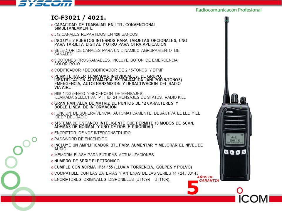 IC-F3021 / CAPACIDAD DE TRABAJAR EN LTR / CONVENCIONAL SIMULTANEAMENTE. 512 CANALES REPARTIDOS EN 128 BANCOS.