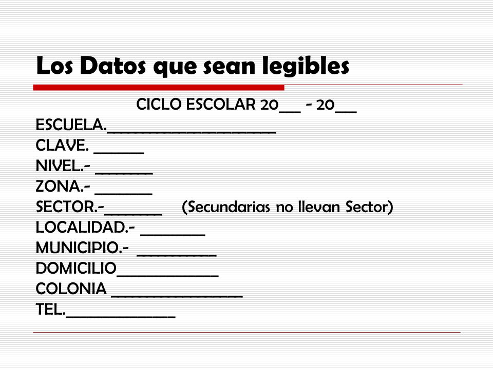 Los Datos que sean legibles