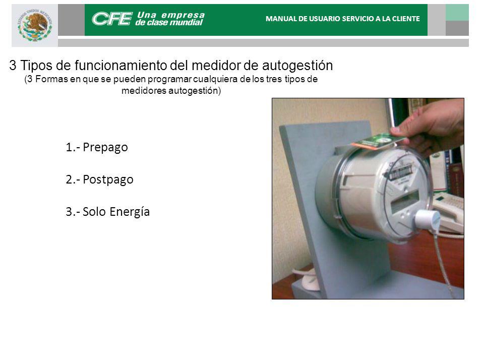 3 Tipos de funcionamiento del medidor de autogestión