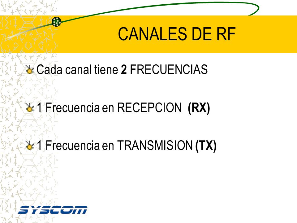 CANALES DE RF Cada canal tiene 2 FRECUENCIAS