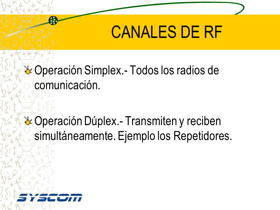 CANALES DE RF Operación Simplex.- Todos los radios de comunicación.