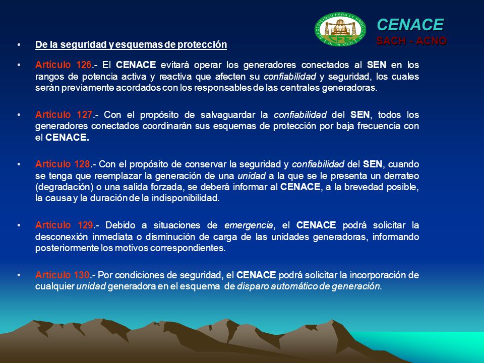CENACE SACH - ACNO De la seguridad y esquemas de protección