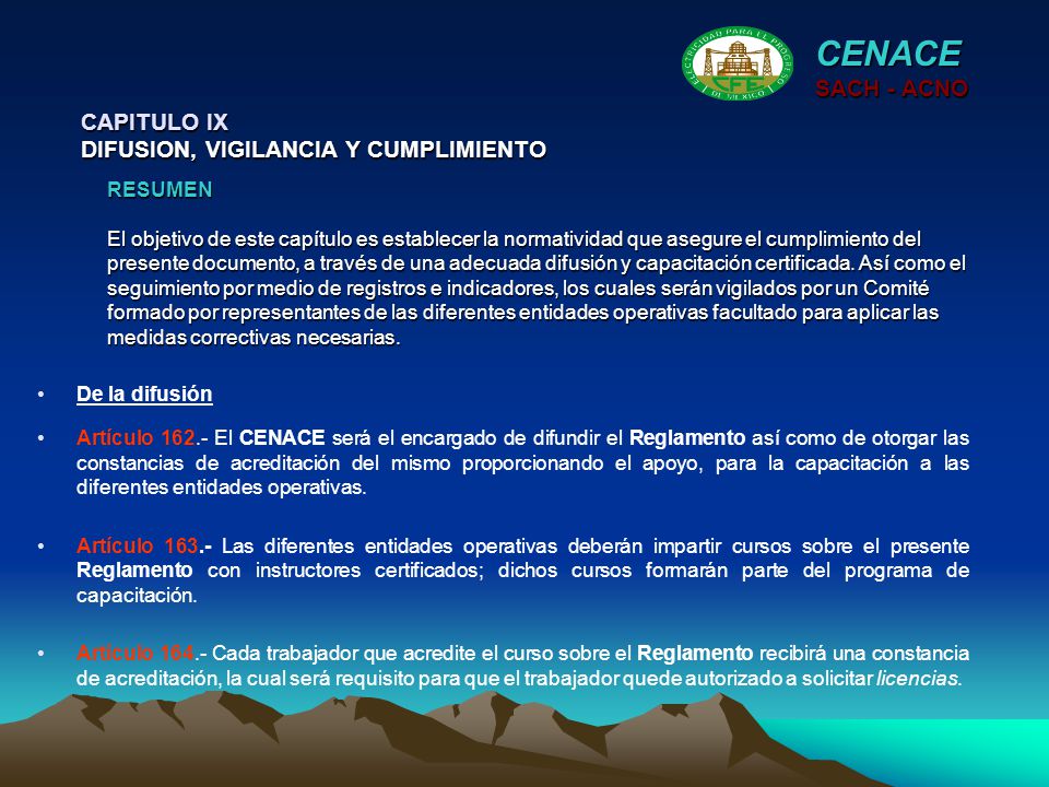 CENACE SACH - ACNO CAPITULO IX DIFUSION, VIGILANCIA Y CUMPLIMIENTO