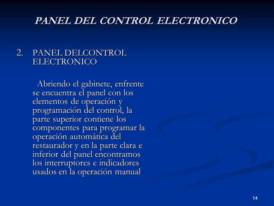 PANEL DEL CONTROL ELECTRONICO