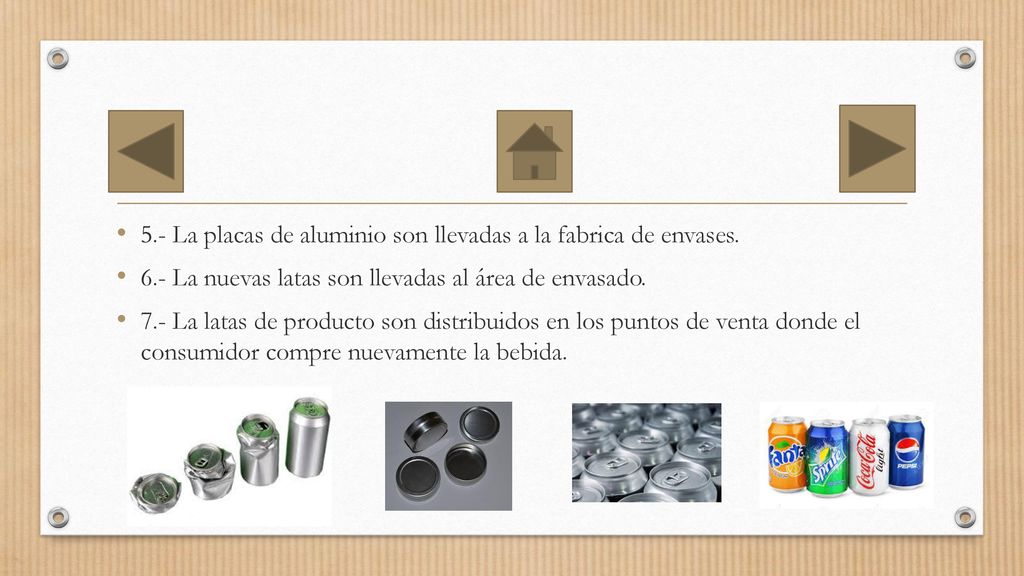 5.- La placas de aluminio son llevadas a la fabrica de envases.
