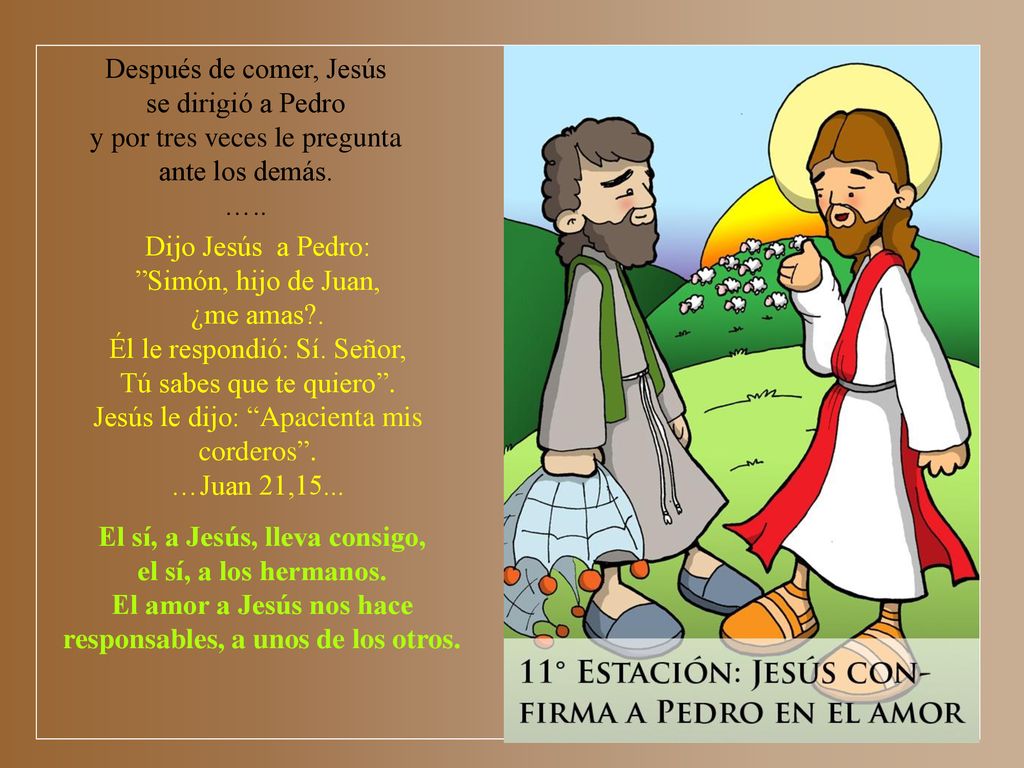 y por tres veces le pregunta ante los demás. …..