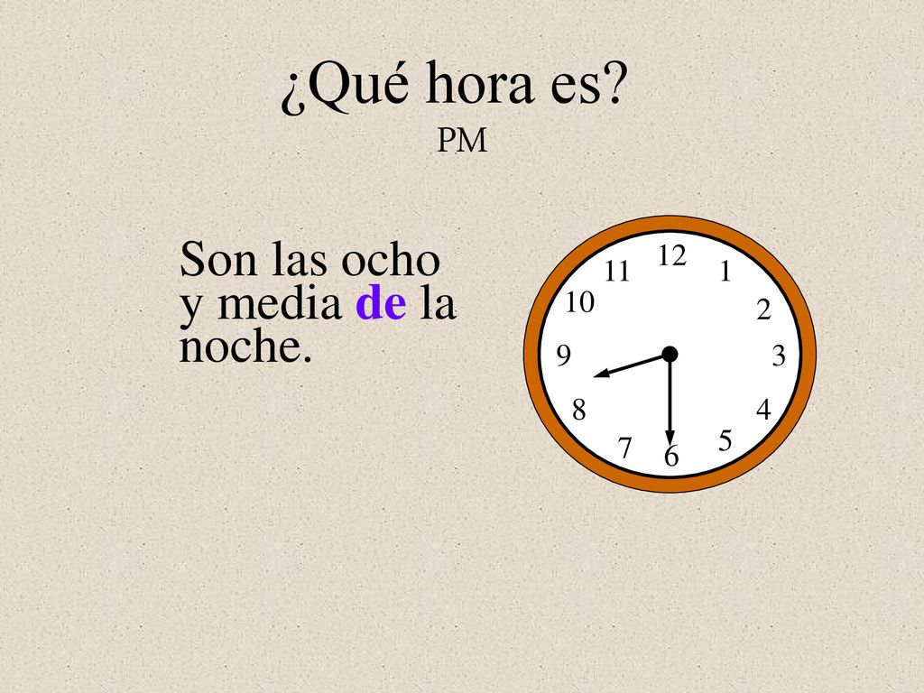 ¿Qué hora es PM Son las ocho y media de la noche