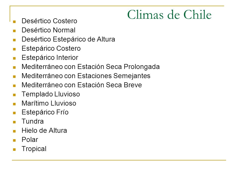 Climas de Chile Desértico Costero Desértico Normal