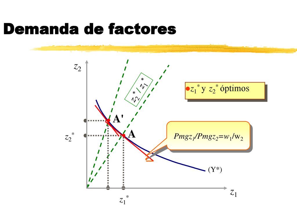Demanda de factores A A z2 z1 z2* / z1* z1* y z2* óptimos z2* z1*