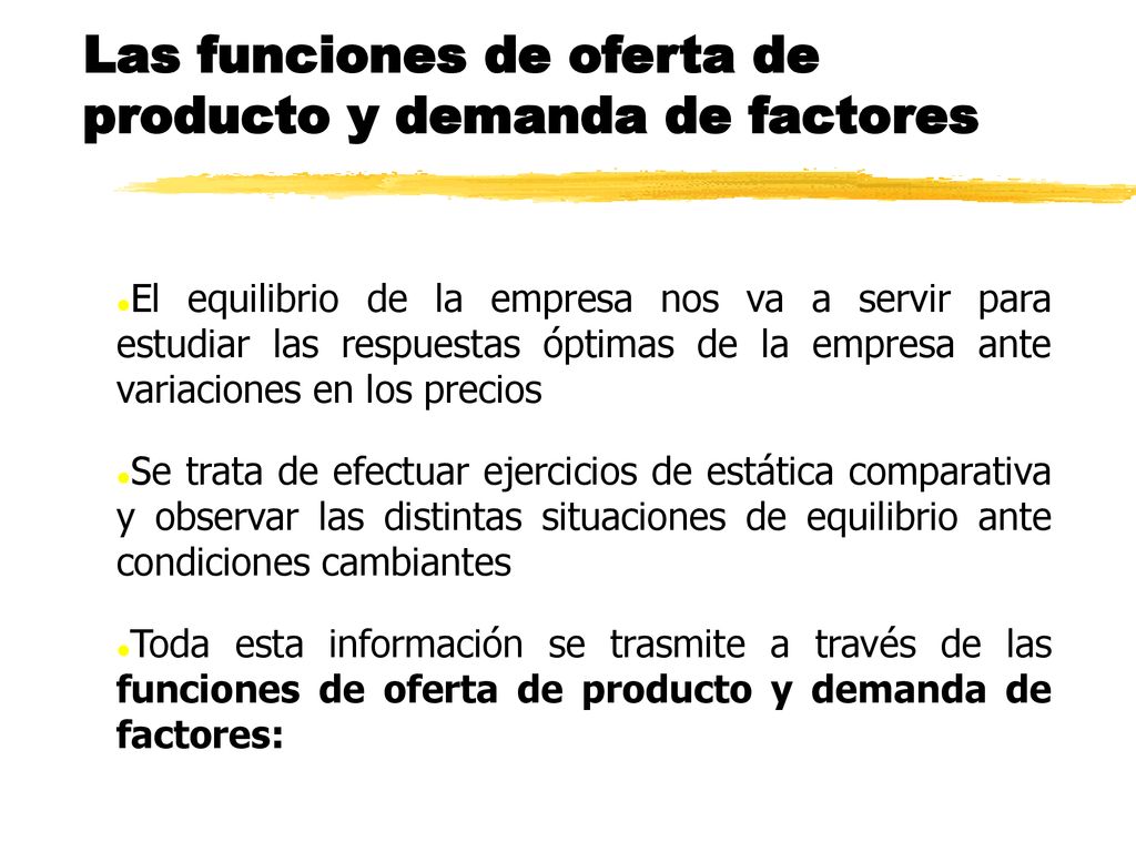 Las funciones de oferta de producto y demanda de factores