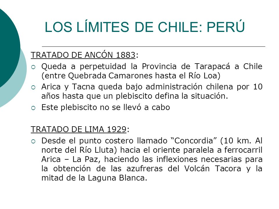 LOS LÍMITES DE CHILE: PERÚ