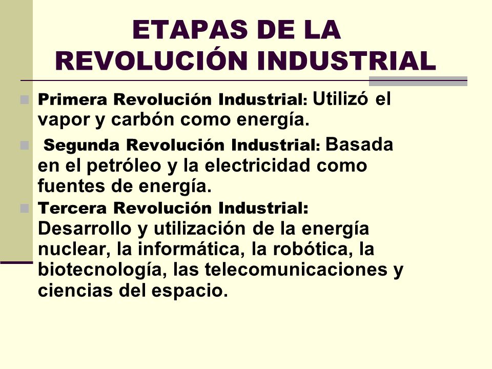 ETAPAS DE LA REVOLUCIÓN INDUSTRIAL