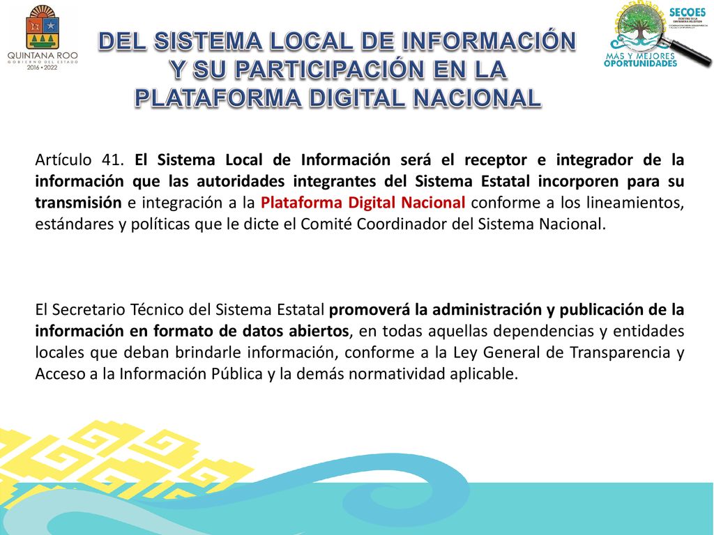 DEL SISTEMA LOCAL DE INFORMACIÓN Y SU PARTICIPACIÓN EN LA PLATAFORMA DIGITAL NACIONAL